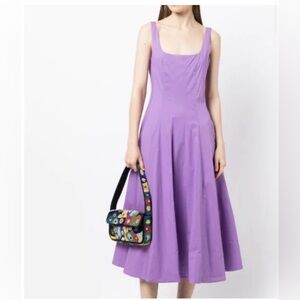 staud wells fluted dress purple size 2